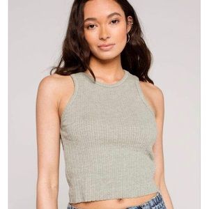 BDG Sage Green High Neck Crop Tank